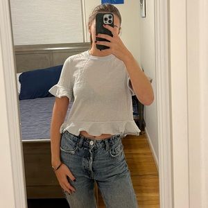 H&M silver peplum top XS